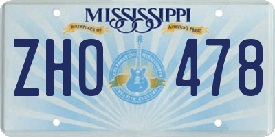 MS license plate ZHO478