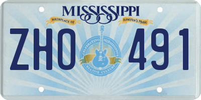 MS license plate ZHO491