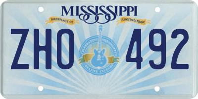 MS license plate ZHO492