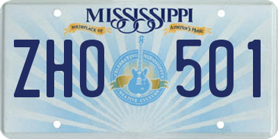 MS license plate ZHO501
