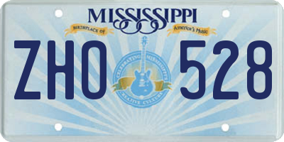MS license plate ZHO528