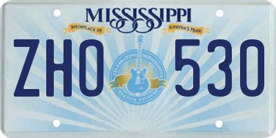 MS license plate ZHO530