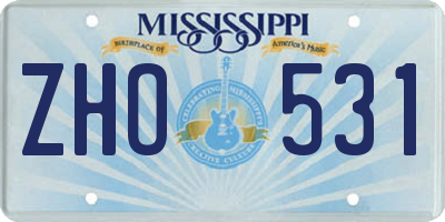 MS license plate ZHO531