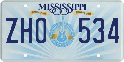 MS license plate ZHO534