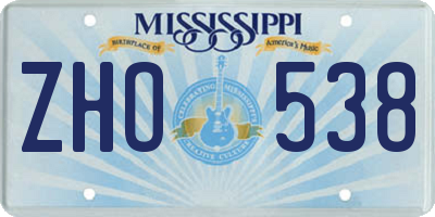 MS license plate ZHO538