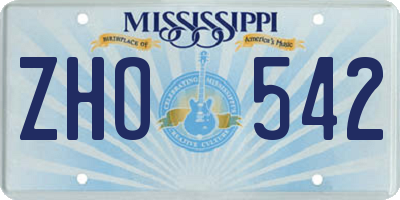 MS license plate ZHO542