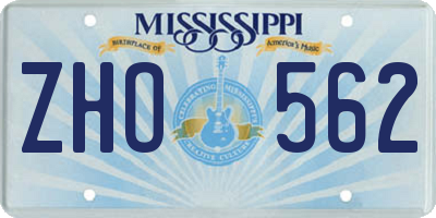 MS license plate ZHO562