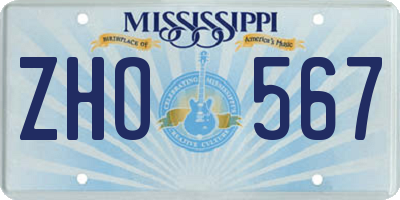 MS license plate ZHO567