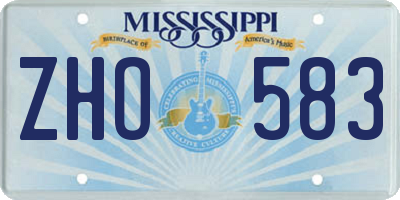 MS license plate ZHO583