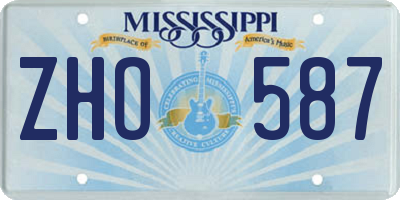 MS license plate ZHO587