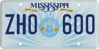 MS license plate ZHO600