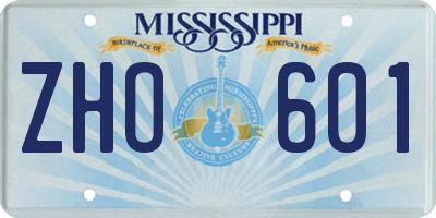 MS license plate ZHO601