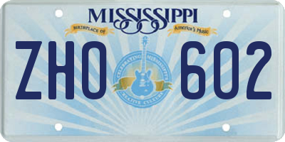 MS license plate ZHO602