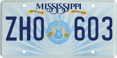 MS license plate ZHO603