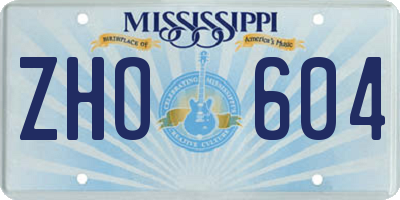 MS license plate ZHO604