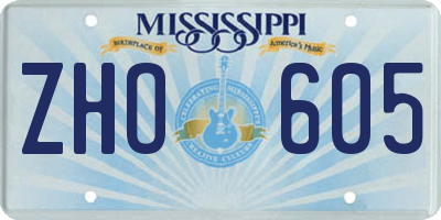 MS license plate ZHO605