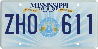 MS license plate ZHO611