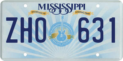 MS license plate ZHO631