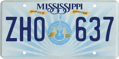 MS license plate ZHO637