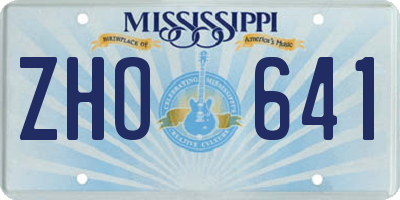 MS license plate ZHO641