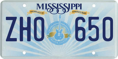 MS license plate ZHO650