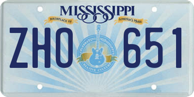 MS license plate ZHO651