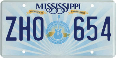 MS license plate ZHO654