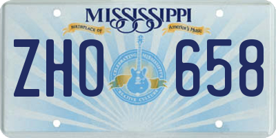 MS license plate ZHO658