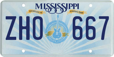 MS license plate ZHO667