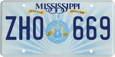 MS license plate ZHO669