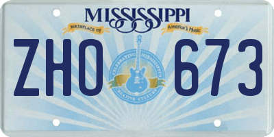 MS license plate ZHO673