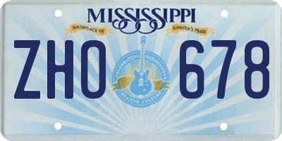 MS license plate ZHO678