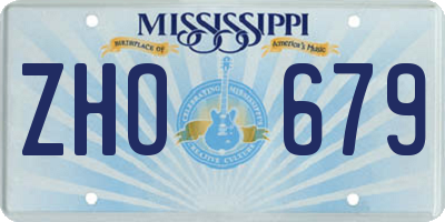 MS license plate ZHO679