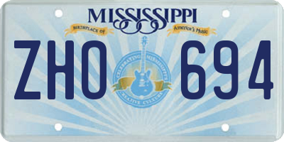 MS license plate ZHO694