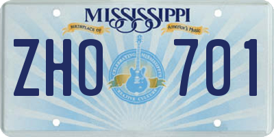 MS license plate ZHO701