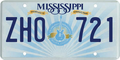 MS license plate ZHO721