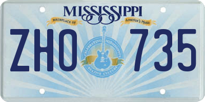 MS license plate ZHO735