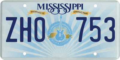 MS license plate ZHO753