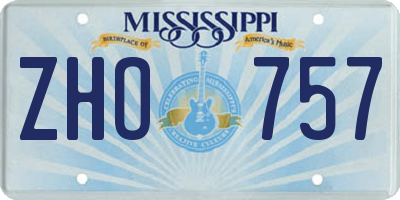 MS license plate ZHO757