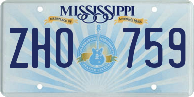 MS license plate ZHO759