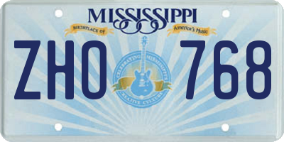 MS license plate ZHO768