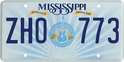 MS license plate ZHO773