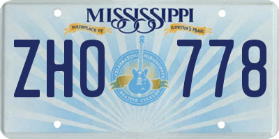 MS license plate ZHO778