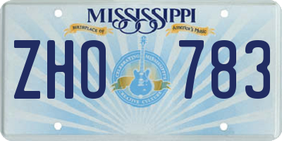 MS license plate ZHO783