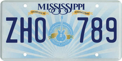 MS license plate ZHO789