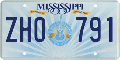 MS license plate ZHO791