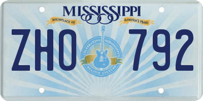 MS license plate ZHO792
