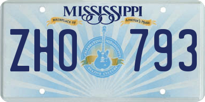 MS license plate ZHO793