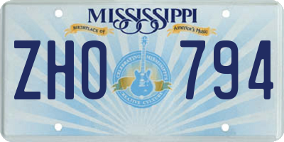 MS license plate ZHO794