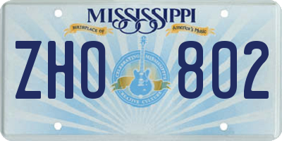 MS license plate ZHO802